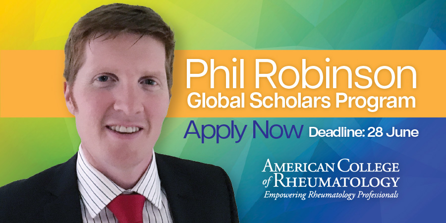 Established to honor a founding member of @rheum_covid, colleague, friend, & leader in #rheum, the Phil Robinson Global Scholars Program provides scholarships to register for, travel to, & attend #ACR24 in Washington, D.C. Must be an early career #rheum/trainee, #rheum