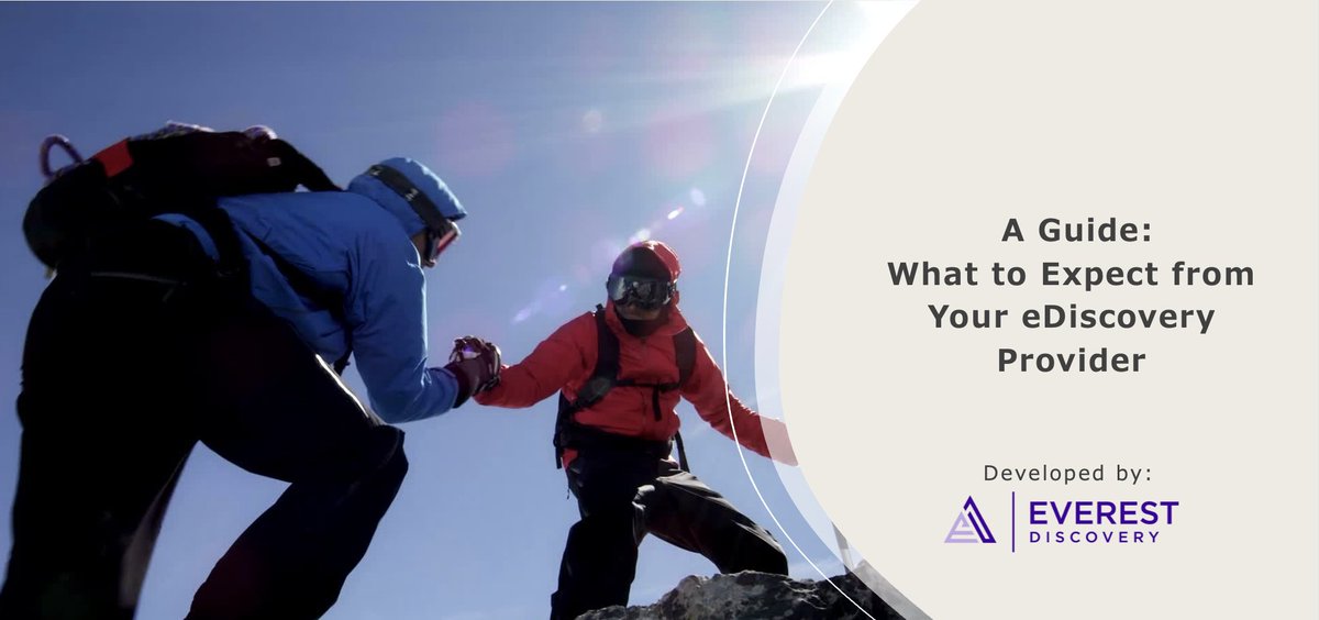 EverestDisco's tweet photo. 🔍 Dive into eDiscovery with our guide! Whether you're a legal pro or just curious, we've got you covered. Understand what to expect from your provider, from data collection to review.

Download now: https://t.co/Zlv48r73xH #LegalTech #DataManagement https://t.co/SMfyW0I8LG