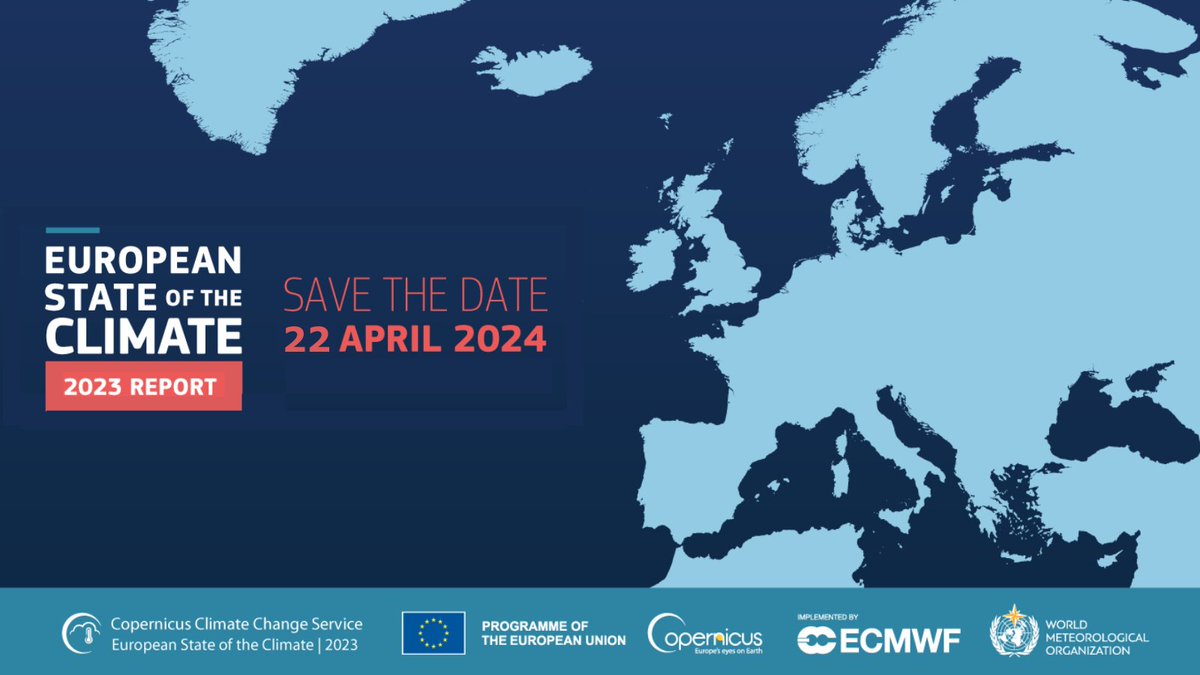 🌍🔬 Anticipation is building ahead of the 22 Apr. release of European State of the Climate (#ESOTC) 2023 report, produced in partnership with @WMO. The ESOTC will provide an analysis of Earth's climate in 2023, placing it within the historical context. bit.ly/3Jy2FgN