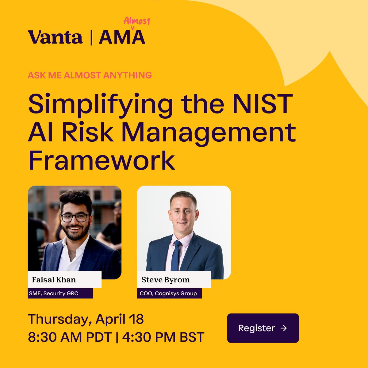 🚀 Dive deep into AI risk management by joining our webinar Thursday, April 18 at 8:30 AM PDT — where we'll unpack the intricacies of the NIST AI Risk Management Framework and answer your questions live. Secure your spot now! ow.ly/torg50R7Gqx