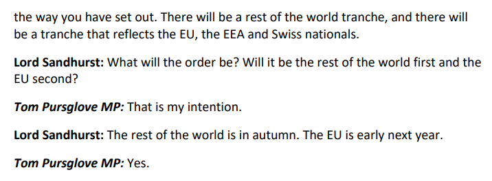 Non-Europeans who don't need a visa to visit the UK will need an electronic travel authorisation from autumn 2024, while EU citizens will need an ETA from the start of 2025, immigration minister tells @LordsJHACom committees.parliament.uk/oralevidence/1…