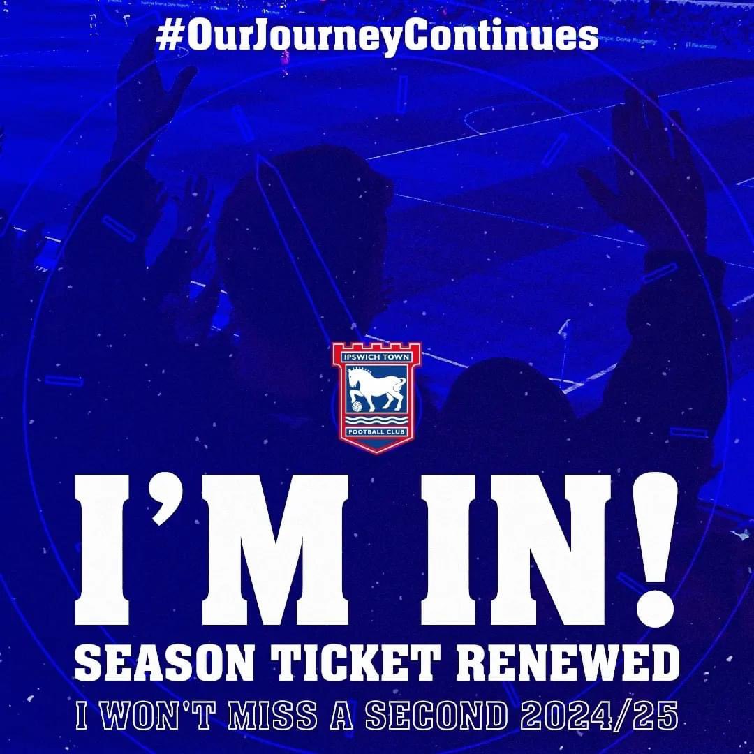 My @IpswichTown season ticket renewed! Up the Towen!