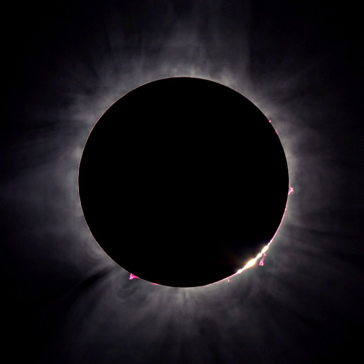 First edit from my first total eclipse. Baily’s Beads, corona, chromosphere and prominence. An awe inspiring moment.