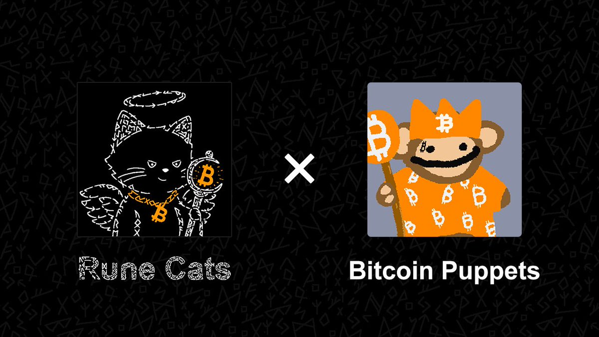 Rune Cats แ ๐โโฌ (@runecatsxyz) on Twitter photo Rune Cats X Bitcoin Puppets
แ  For the first 50  Bitcoin Puppets holders
แ  Drop your wallet address that holds the Puppets for a guaranteed WL spot
แ RT & Mark me๐โโฌ Rune Cats X Bitcoin Puppets
แ  For the first 50  Bitcoin Puppets holders
แ  Drop your wallet address that holds the Puppets for a guaranteed WL spot
แ RT & Mark me๐โโฌ
