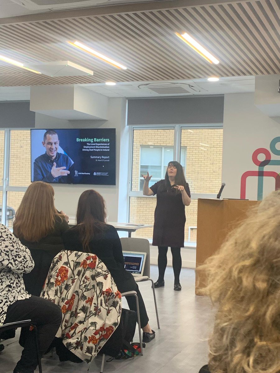 We were delighted to attend the launch today of Breaking Barriers: The Lived Experiences of Employment Discrimination Among Deaf People in Ireland. @IrishDeafSoc irishdeafsociety.ie/publications/b…