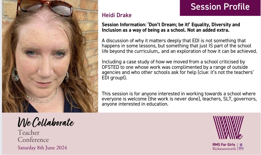 We are so pleased to have @mrs_denglish with us on June 8th for #WeCollaborate24 with this important session. Do you have your ticket yet? More details and tickets can be found here: rmsforgirls.com/wecollaborate/