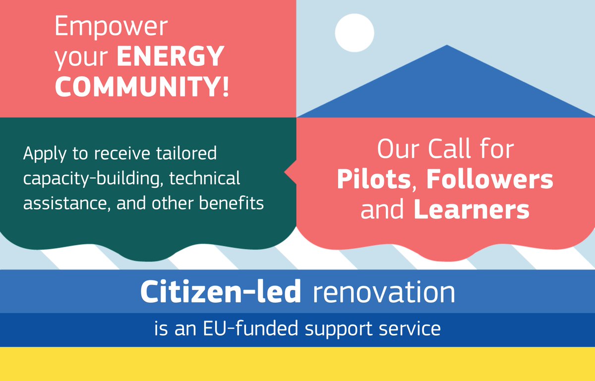 The #Citizenledrenovation initiative is calling 🗣️ for participants to join as pilots, learners, or followers. Get tailored support to turn your energy ambitions into reality. Apply now and be a part of the change 👉 europa.eu/!Hd8j74