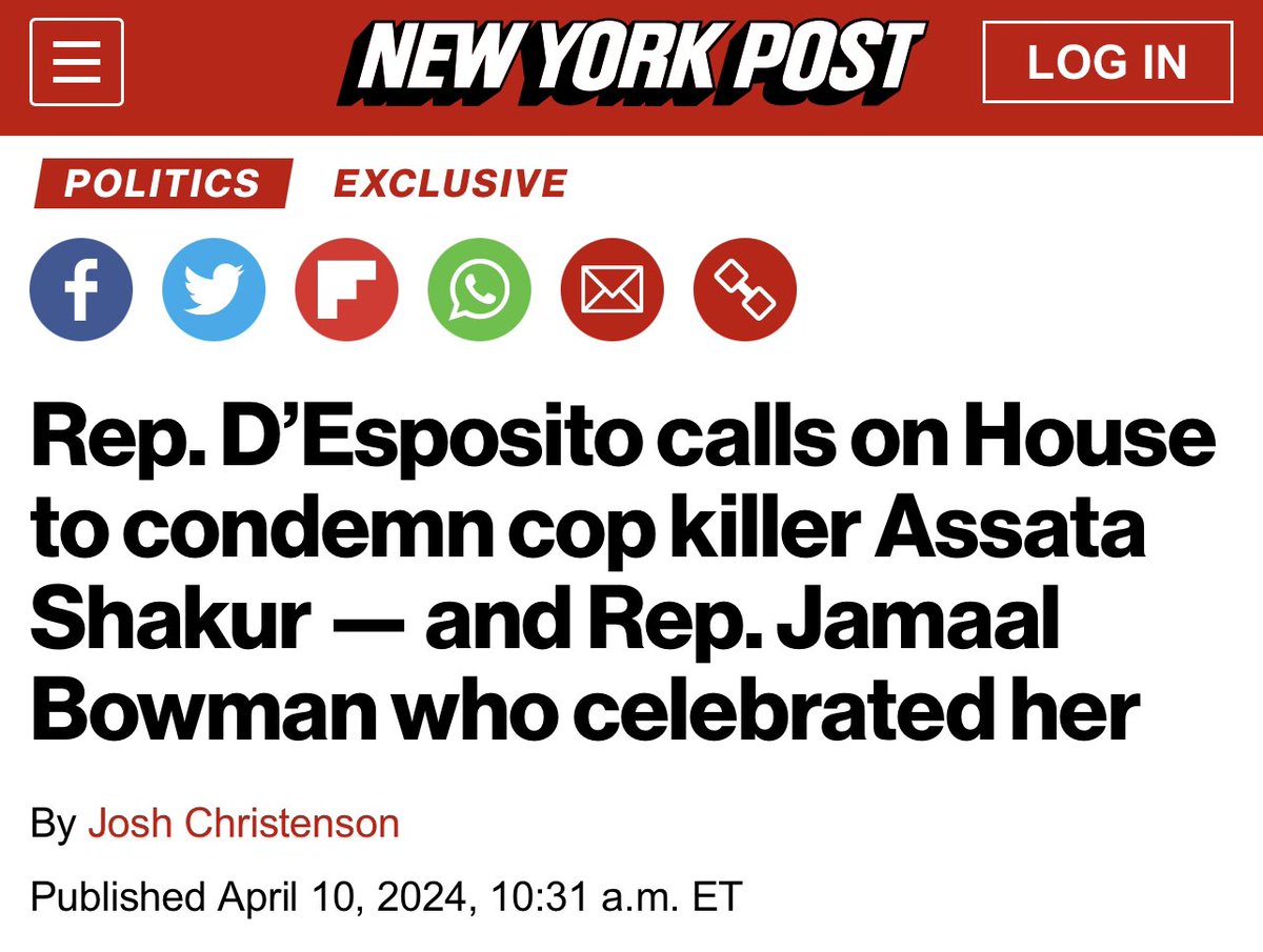 Convicted Cop Killer Joanne Chesimard (Assata Shakur) & her fans deserve the highest degree of condemnation. Chesimard is NOT above the law and MUST answer for her actions. nypost.com/2024/04/10/us-…