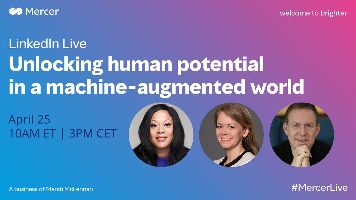 I feel that it is time to unlock the #human potential in an AI-powered world 🤖 🌟The future of work is here - and it's being reshaped by the rapid rise of AI. On 25 April, I'm excited to join @mercer's thought leaders @KateBravery and #JasonAverbook to explore how…