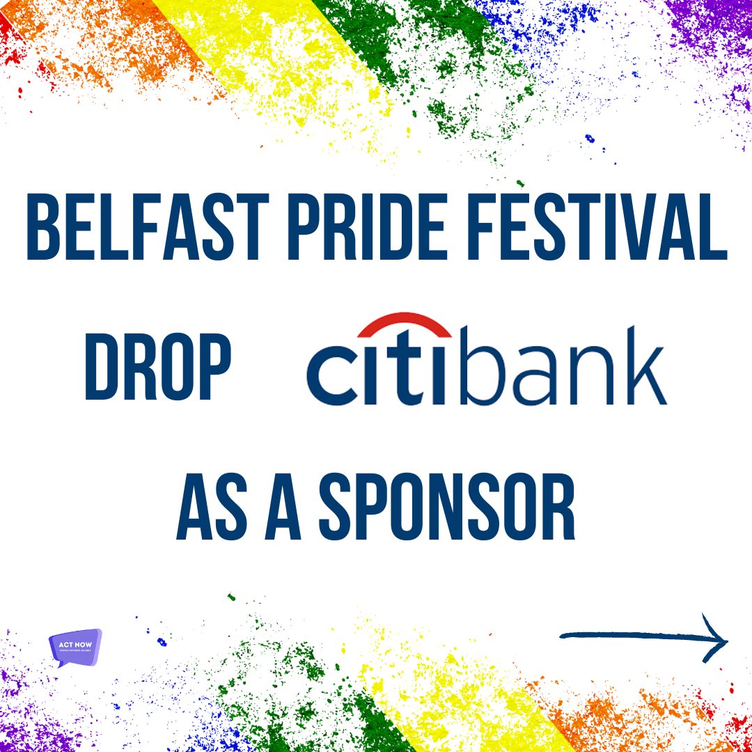 One of the main sponsors of this year's @belfastpride is @Citibank - who are facilitating the supply of billions of pounds of Israeli weapons and enabling the slaughter of tens of thousands of Palestinians. Find out more and take action 🧵⬇️