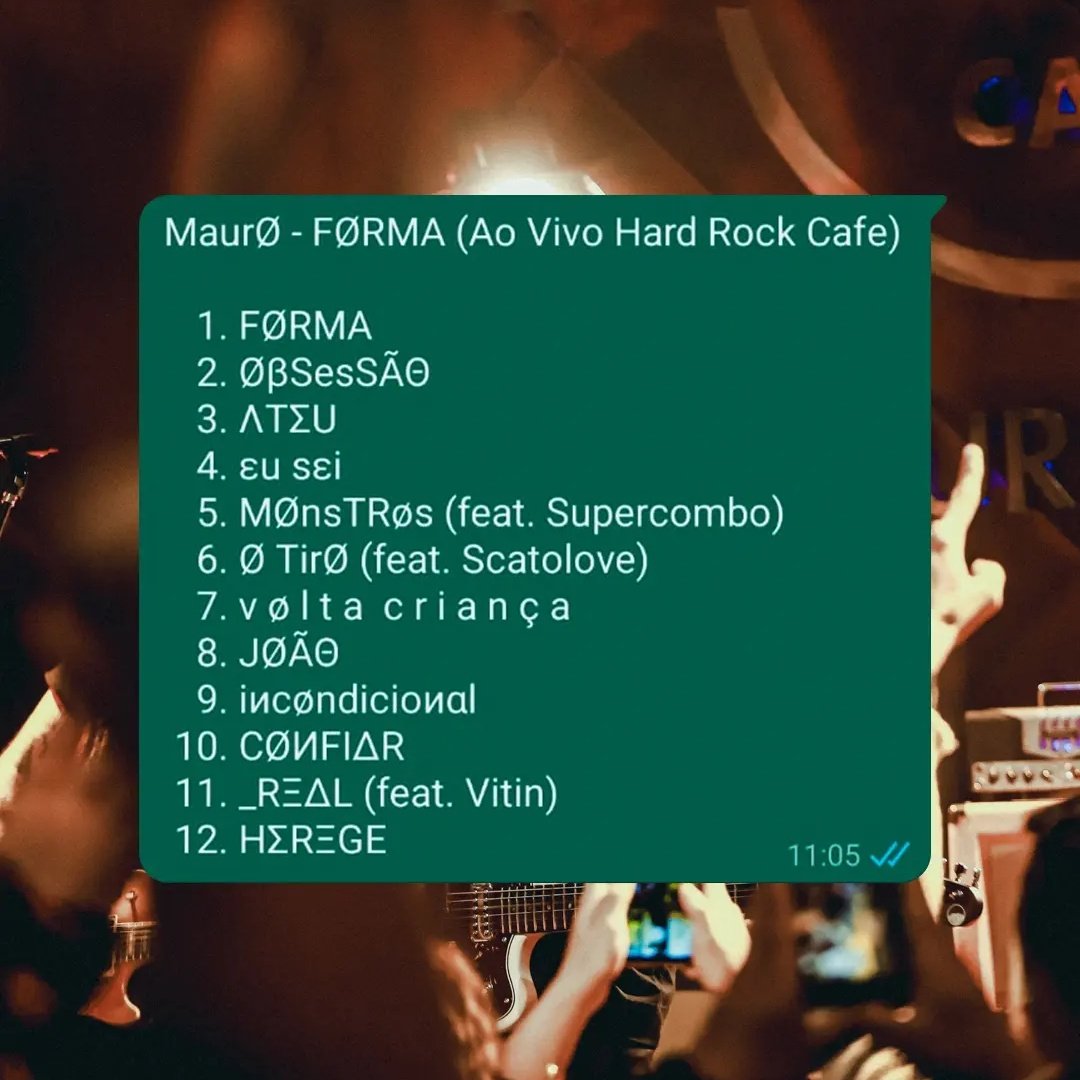 Vai uma tracklist aí do álbum FØRMA? 👀🔥

Dia 12/04 o álbum FØRMA vai ao ar em todos os apps de música!
Pre-save disponível ❤️‍🔥

onerpm.link/mauro-forma_ao…