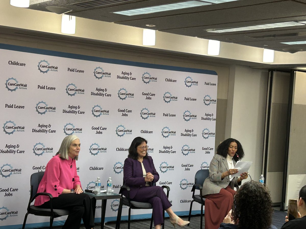 Kicking off now #CareCantWait town hall on #TheCareEconomy with @yesimsarahjones interviewing @WhipKClark and @USDOL Julie Su!