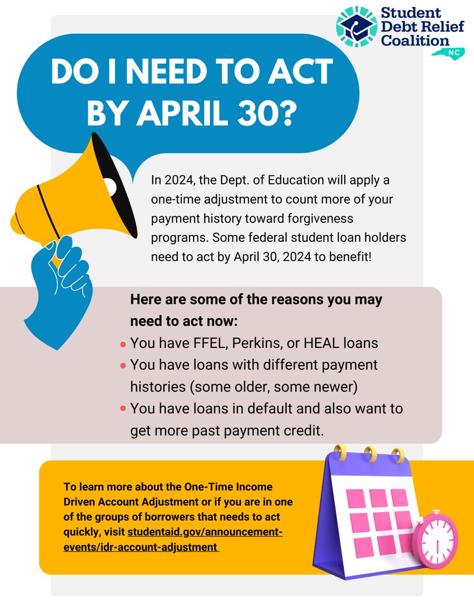 If you have loans that aren't "direct" loans or if you have loans on different timelines, you may need to act by April 30, 2024, to maximize your credit toward programs like public service loan forgiveness for nonprofit and govt. employees and income-driven repayment forgiveness.