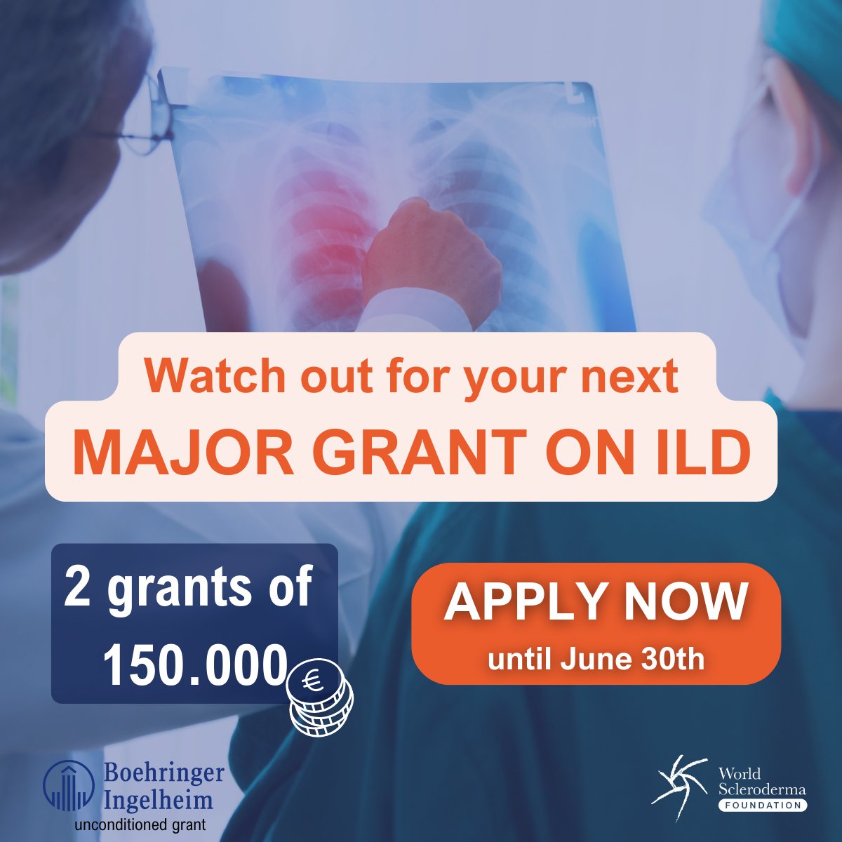 We would like to announce the opening of applications for the Major Grant on ILD 2024! 🔍Focus: Innovative projects on pulmonary fibrosis. 💰 Funding: 300,000 euros available in 2 grants. 🗓 LOI deadline: June 30th, 2024. Submit your application now! forms.office.com/e/5rMk0Vtvxt