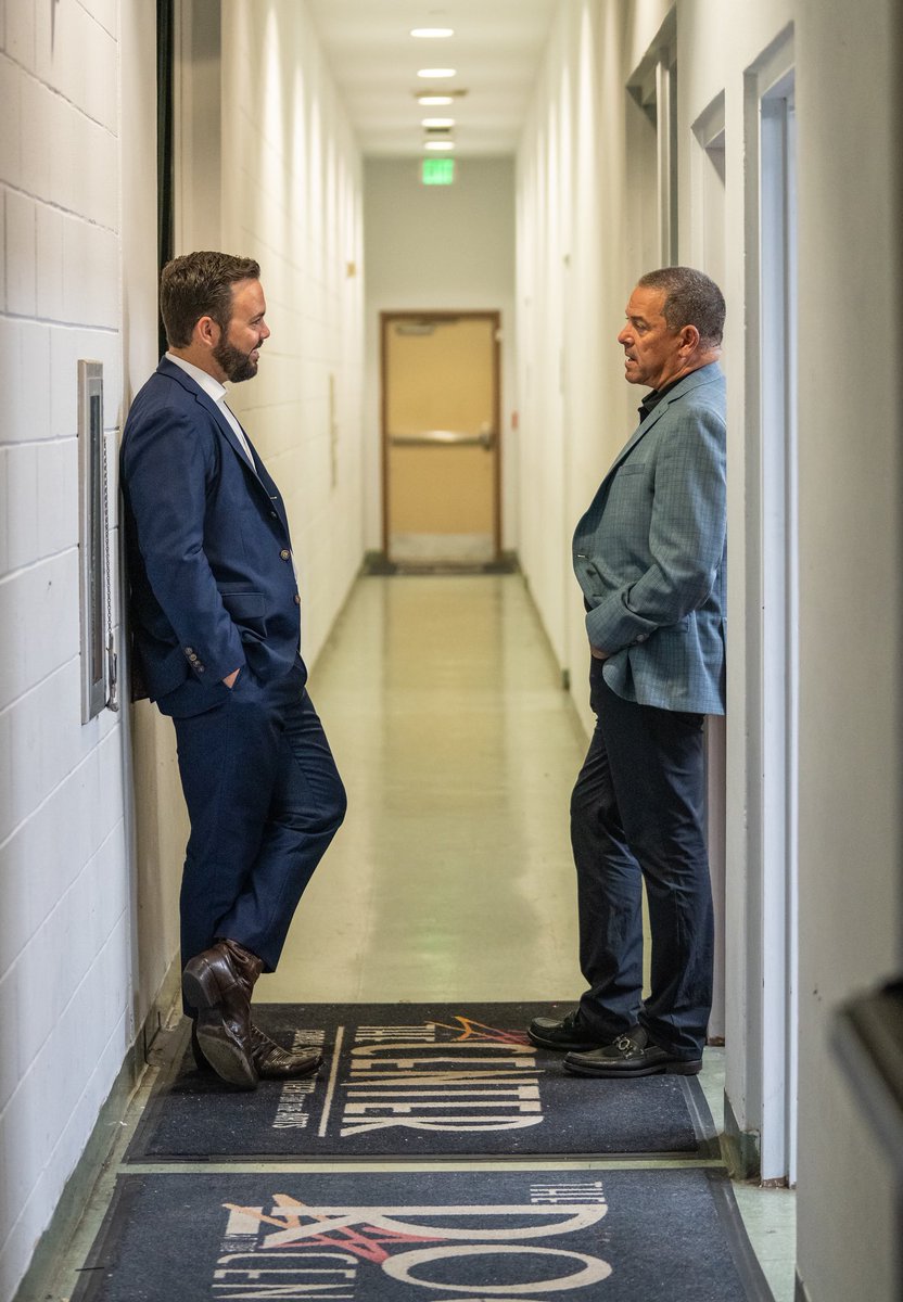 Great candid shot of @Michaeludine and I catching up before this year’s Teen Political Forum. Glad to work with you on behalf of our community, Commissioner!