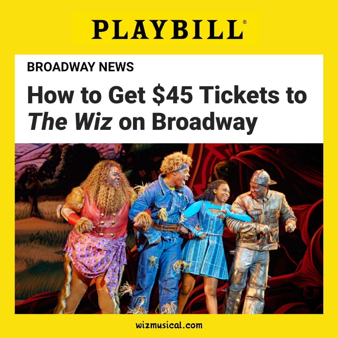 @TheWizBway is back on Broadway! It stars Wayne Brady, Deborah Cox, Nichelle Lewis and Melody A. Betts and we want you to take advantage of the digital lottery and in-person rush ticket opportunities to see this electrifying show at a special rate! playbill.com/article/how-to…