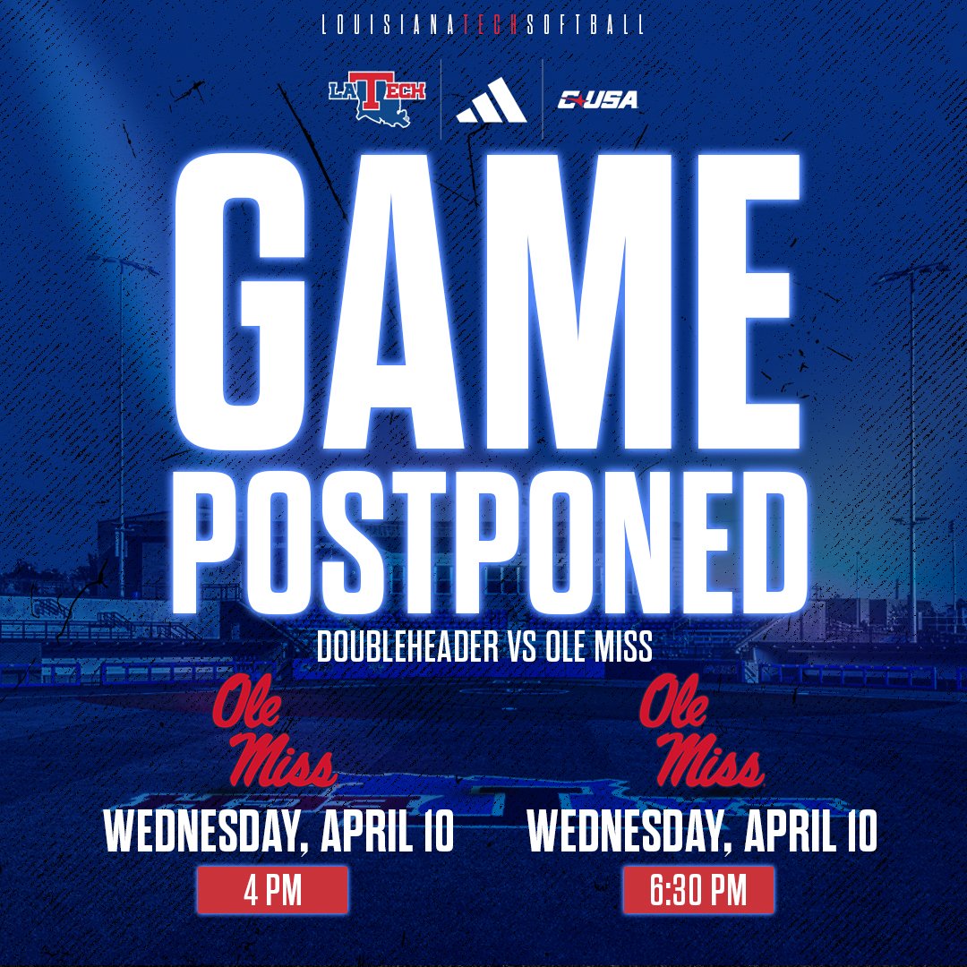 🚨 SCHEDULE UPDATE 🚨 Our doubleheader with Ole Miss today has been postponed due to weather.