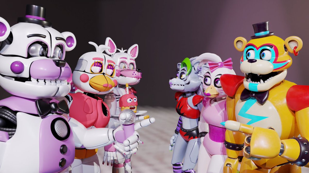 Funtimes meet Glamrocks
#FNAF #fnaffanart #fnafsecuritybreach #fnafsisterlocation #funtimefreddy #funtimechica #funtimefoxy #glamrockfreddy #glamrockchica #roxannewolf