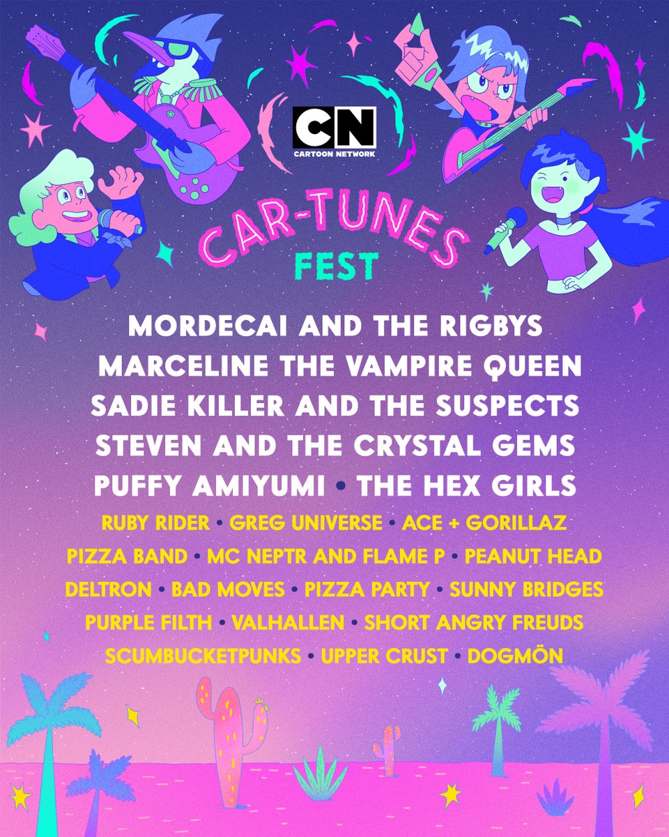 Our dream Car-Tunes Fest lineup! 🎵🌴👩‍🎤🎸🎤 Which performance would you see first? #cartoonnetwork #festival #music #musicfestival #bands #band #livemusic #concert