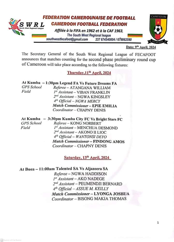 South West Regional League 🇨🇲 tweet media