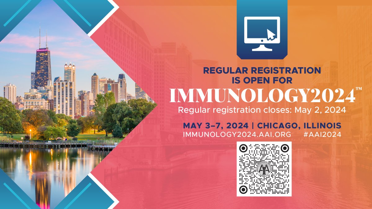 📝 Regular registration for IMMUNOLOGY2024™ is open until May 2nd. We hope to see you there! #AAI2024 bit.ly/40TPJcX