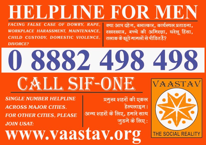 #SifOne helpline for #Men in distress completed 10 yrs. Helped millions of victims free of cost. Hundreds of counsellors helping the victims of #FalseCases 24x7. Saved many men's suicides. Self supported group No funding from govt. Salute to volunteers. #MensHelpline10Yrs