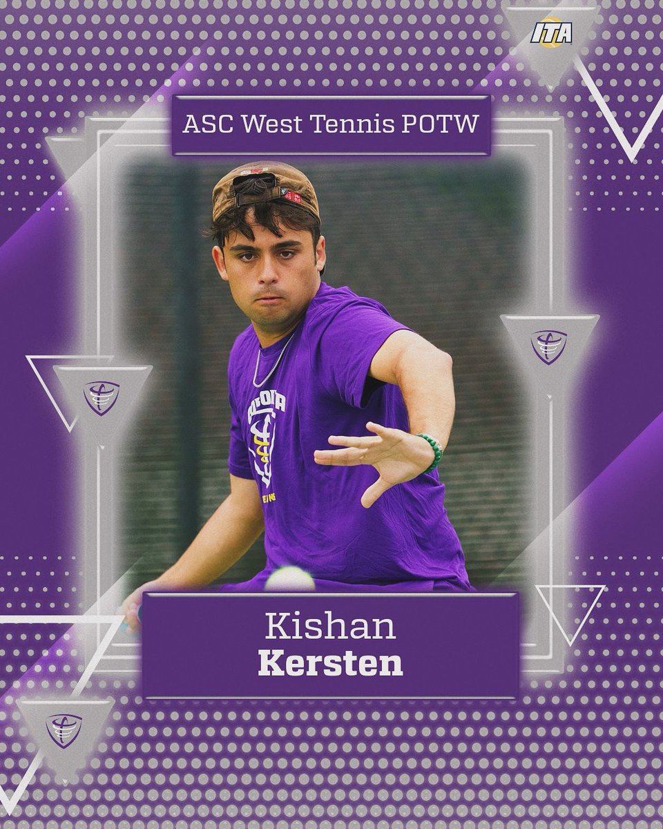 🎾𝐀𝐒𝐂 𝐖𝐞𝐬𝐭 𝐌𝐞𝐧’𝐬 𝐓𝐞𝐧𝐧𝐢𝐬 𝐏𝐎𝐓𝐖🎾

Congrats to Kishan Kersten on earning the award!

The freshman set the tone with two dominant victories in the sweep over Hardin-Simmons last week! #TornadoNation🌪️

📰 shorturl.at/aABE2