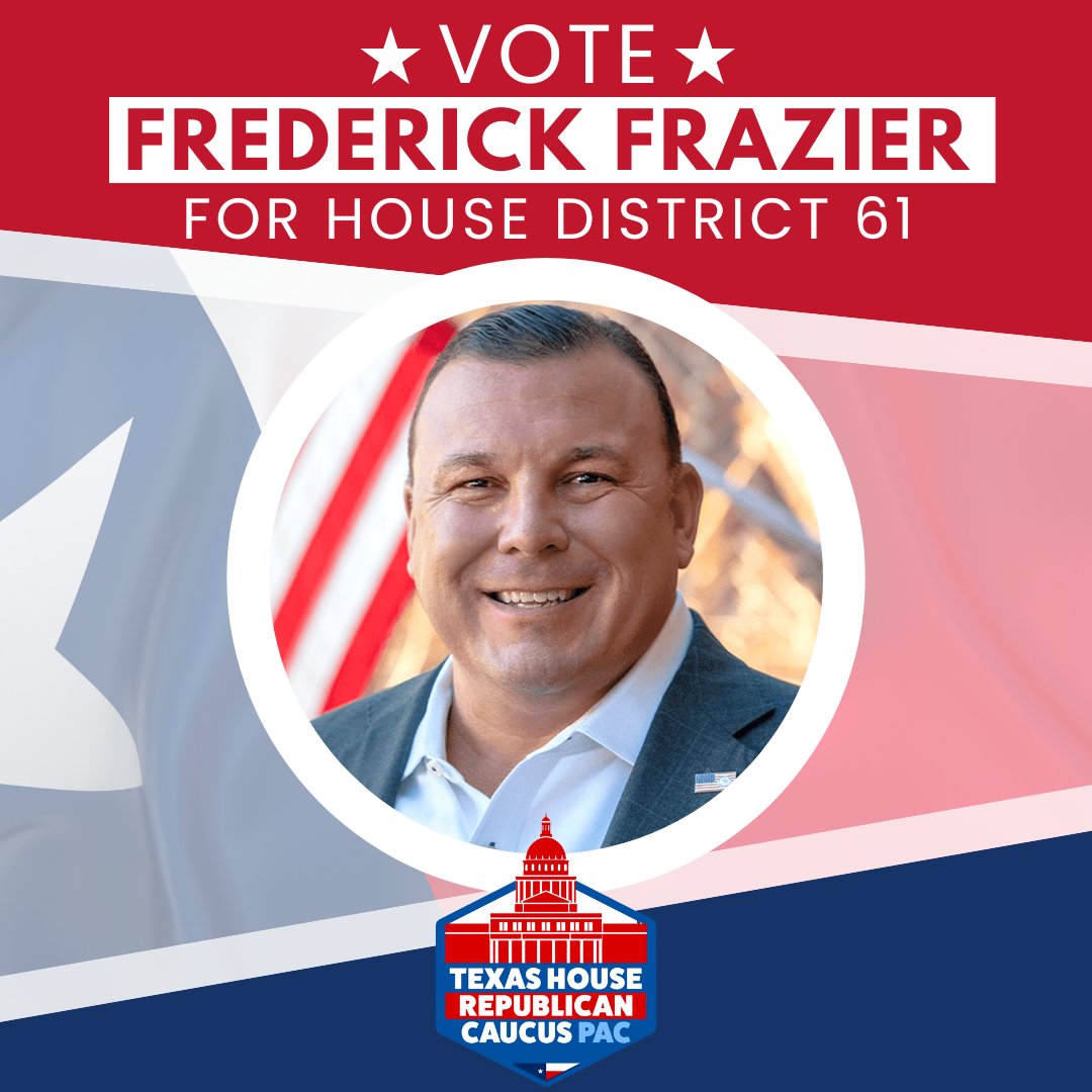 The THRC PAC proudly endorses @FrazierForTexas in the 2024 Runoff Election for Texas House District 61. He has been and will continue to serve as an effective champion for conservative values on behalf of HD 61.