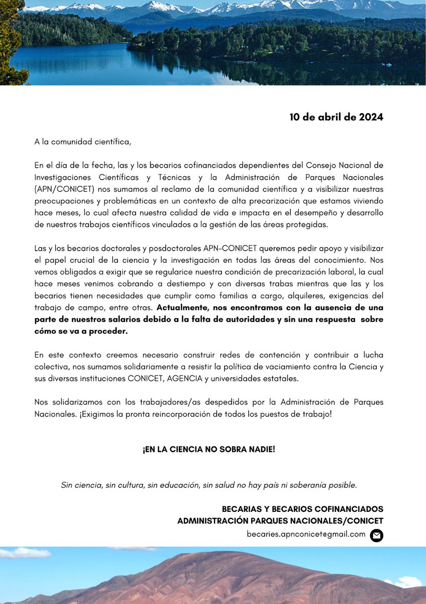 APN no esta pagando el sueldo de becaries porque no hay autoridades. 
Feliz día del científicx Argentina.
Se agradece difusión por favor