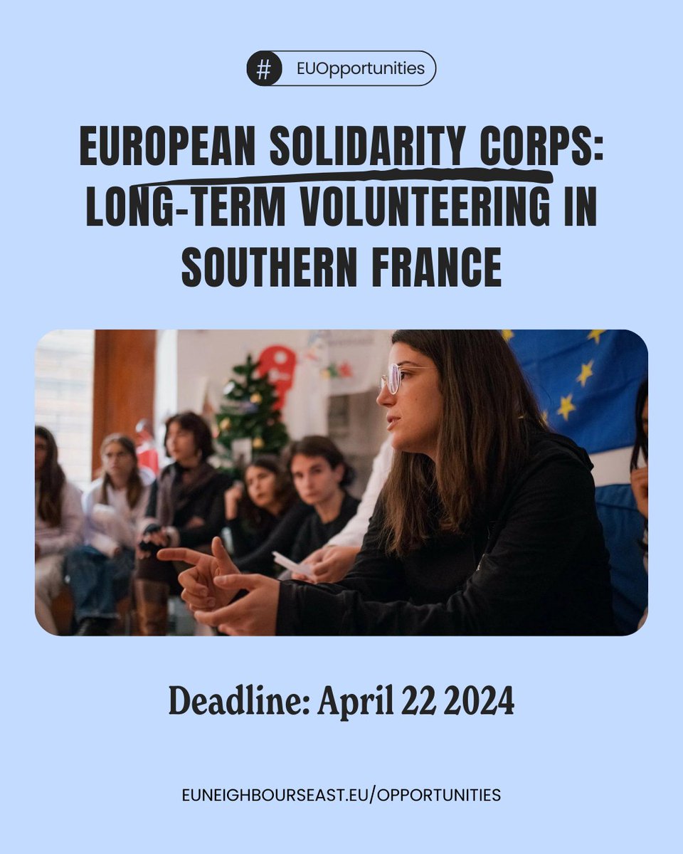 📣 A unique opportunity for volunteers from EaP! Be part of spreading European values & culture at the Youth and Culture Centre in 🇫🇷 Gaillac. Explore local events, engage in youth activities, & share your culture with children! More ➡️ bit.ly/4awQZ9U #EUOpportunities
