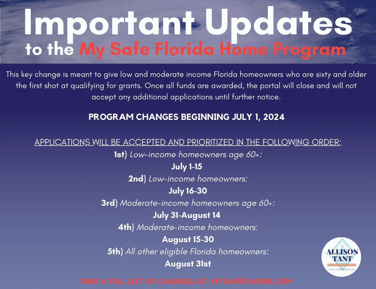 Important updates to the My Safe Florida Home Program! For more information go to MySafeFlHome.com