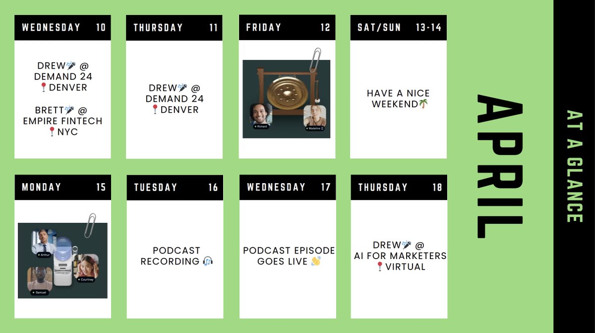 It's a busy week ahead here at Kumospace 📆

Today Drew Moffitt is leading a roundtable at #Demand24 in Denver, and Brett Martin is speaking at #EmpireStartups in NYC!

And we have more coming up🔥... don't miss a beat!

#tech #startups #conference #pod