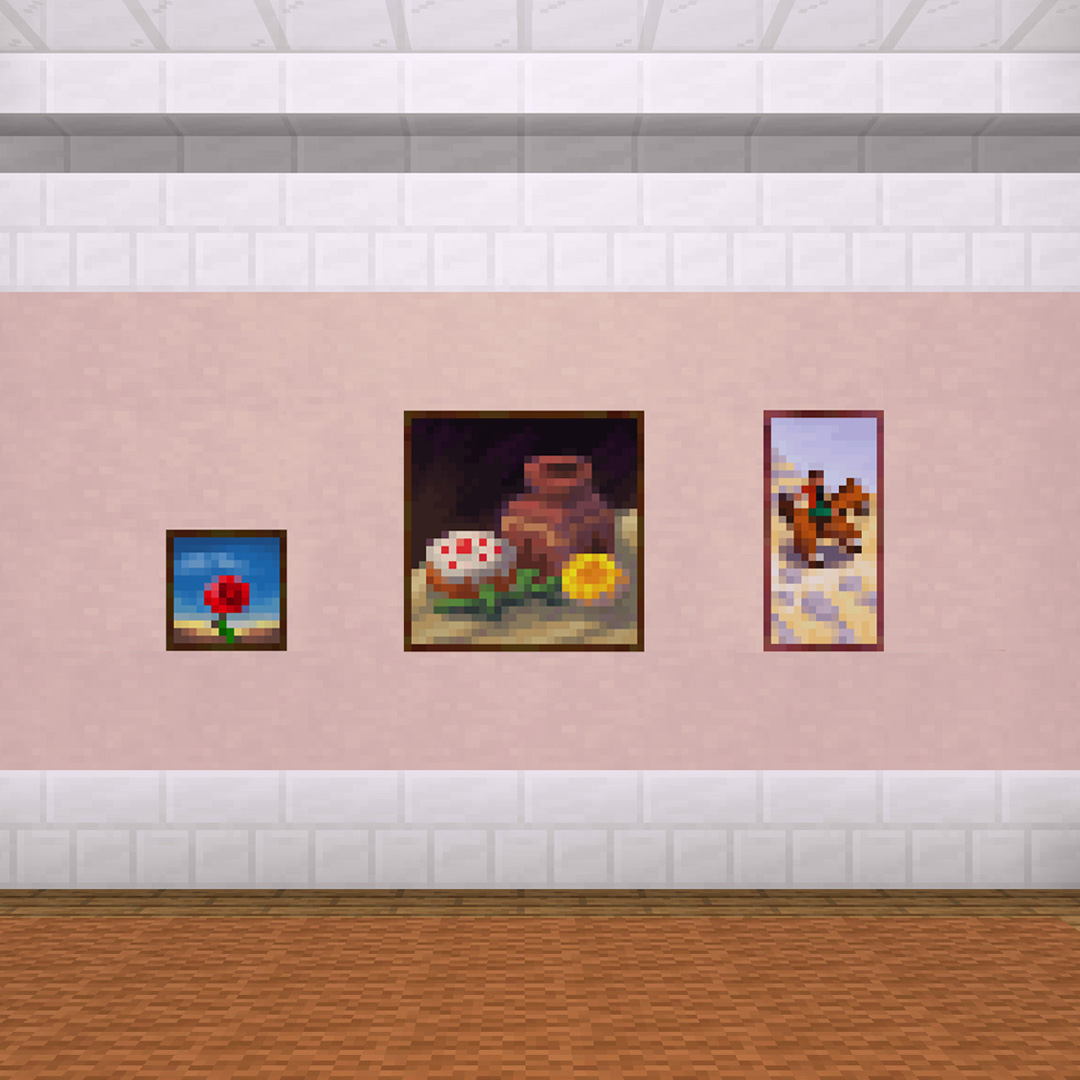 Art collectors, rejoice! Decorate your home with five new Minecraft paintings, from blocky baroque to even blockier landscapes. Now available on Bedrock Beta/Preview (coming soon to Java Snapshot)