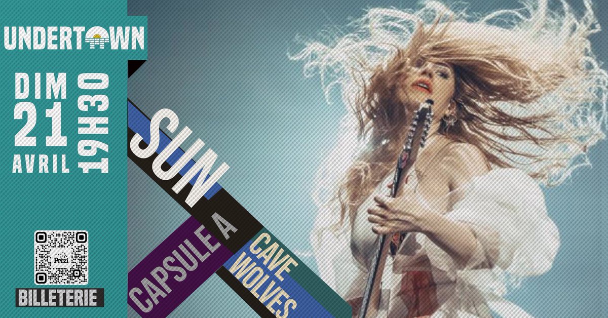 #SUN mêle Pop et Rock-Metal. Mélodies catchy, univers coloré, growl et double pédale, elle pourrait être l’enfant caché de Pink et Gojira 
#CapsuleA fera vibrer le public avec leur tourbillon de sons captivants, 
#CaveWolves déverseront leur rock dynamique 

RDV le 21 avril !💥