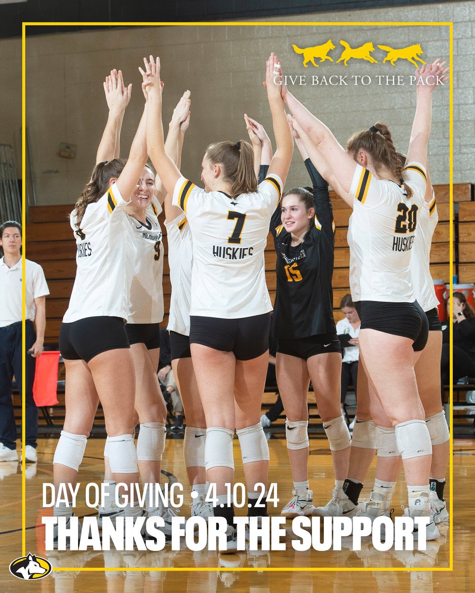𝗚𝗶𝘃𝗲 𝗕𝗮𝗰𝗸 𝘁𝗼 𝘁𝗵𝗲 𝗣𝗮𝗰𝗸 | Your gift—big or small—to Michigan Tech Athletics will create an immediate impact on the lives of our volleyball student-athletes. Thank you for your support! 𝗚𝗜𝗩𝗘 𝗡𝗢𝗪 ➡️ giveback.mtu.edu