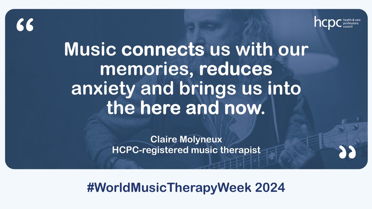 Happy #WorldMusicTherapyWeek 2024! 🎵🌍

Music therapists are trained professionals who use the power of music to address physical, emotional and social needs. We're so proud to regulate the profession in the UK. 💙