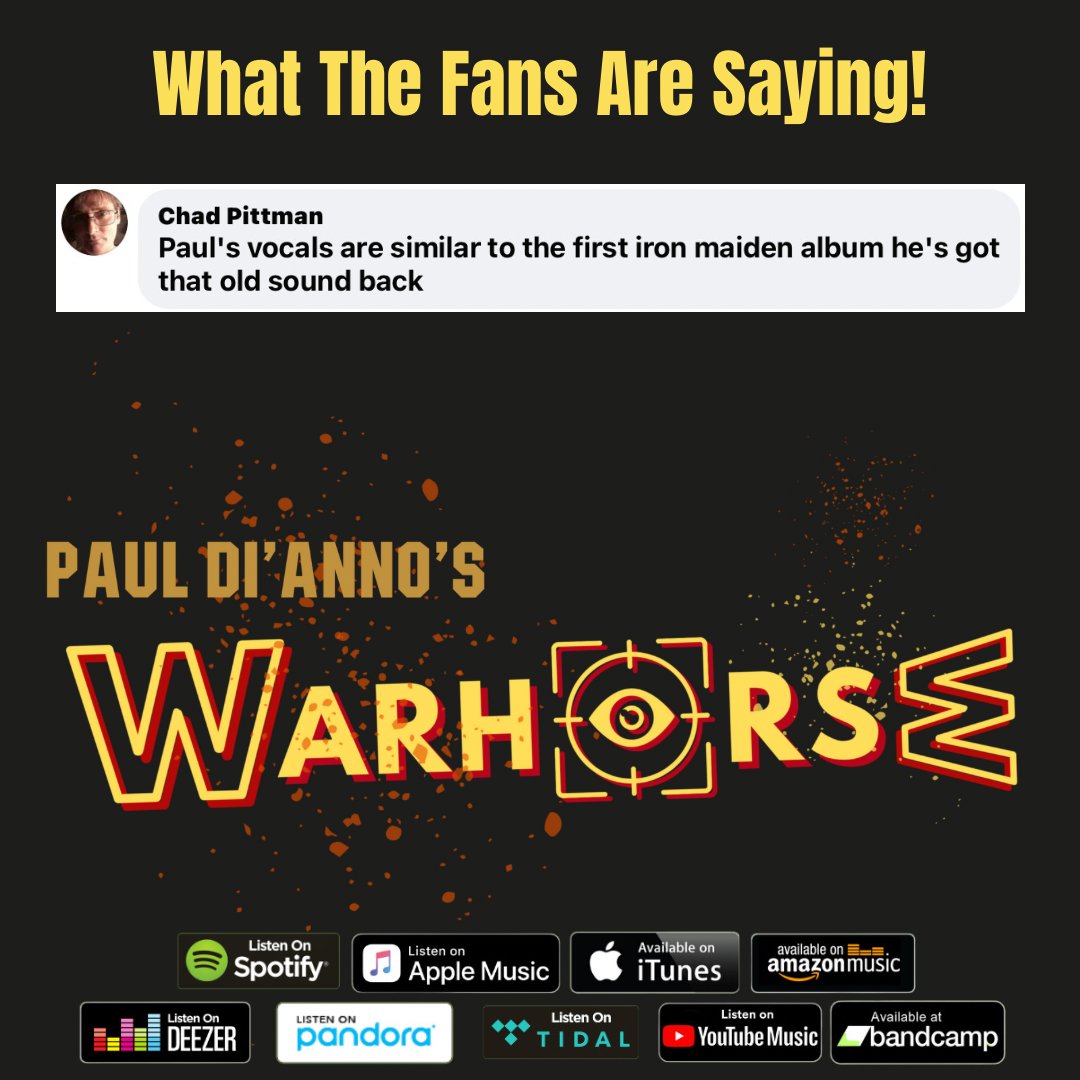 What the fans are saying… Paul's vocals are similar to the first iron maiden album he's got that old sound back. Paul Di’Anno’s Warhorse 3 Song EP “Stop The War” Out Now on All Digital Platforms. Listen at smarturl.it/WarhorseEP #pauldianno #warhorse #ironmaiden #heavymetal #