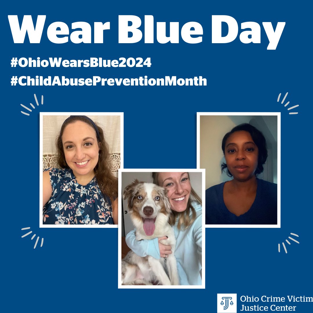 Today is #WEARBLUEDAY! OCVJC wears blue in recognition & commitment of Child Abuse Prevention Month. Post your selfies below! 💙

#WearBlue #OhioWearsBlue #OhioWearsBlue2024 #Ohio #ChildAbusePreventionMonth #CAPM #VictimsRights #VictimsRightsMovement #WeBelieveYou #YouAreNotAlone
