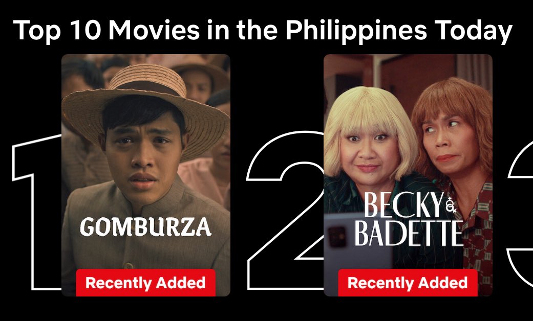 The Philippines’ Barbenheimer are currently the Top 1 and 2 movies on @Netflix_PH! The #GomBadette fever is still on ❤️‍🔥💞

#GomBurZaOnNetflix