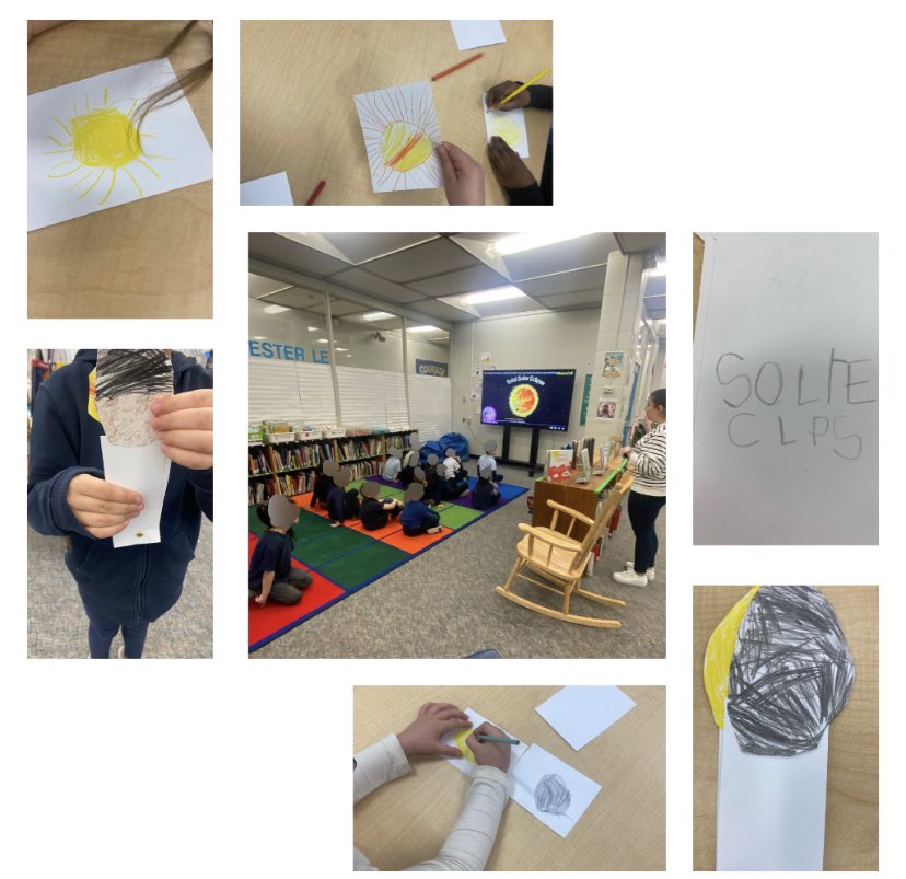 @Ms_Clarke7 Kindergarten class had a wonderful time partnering with @zameckteaches . Students created their own sun and moon to show what happened during the solar eclipse @LC2_TDSB #tdsb