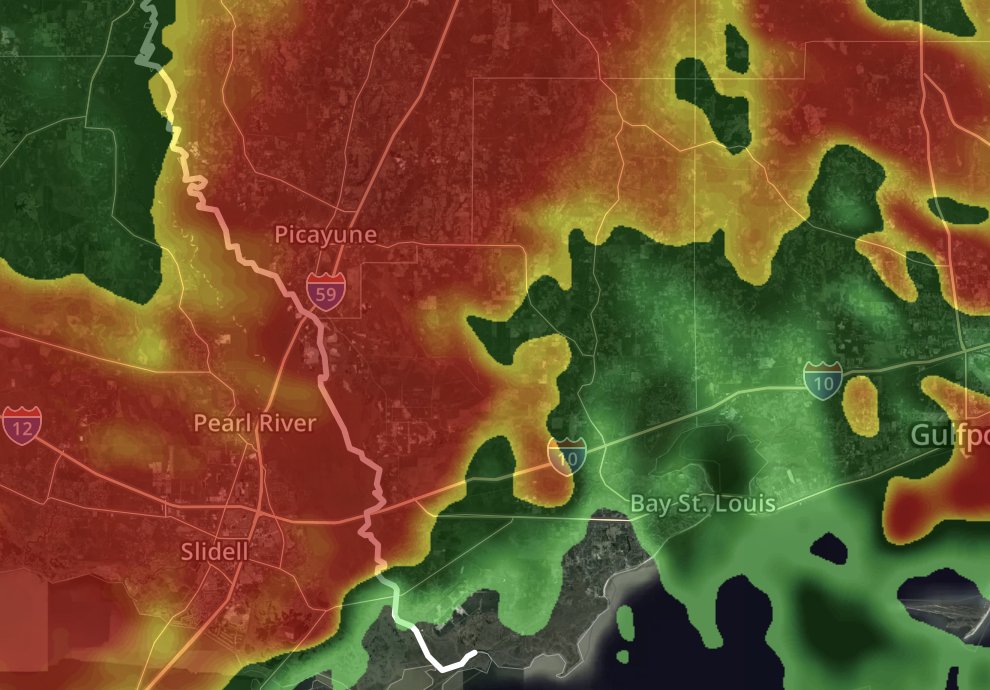 A confirmed and potentially strong #Tornado is moving to the east towards Catahoula, Wiehe, Standard, Dedeaux, and Riceville, #Mississippi. Seek shelter immediately!