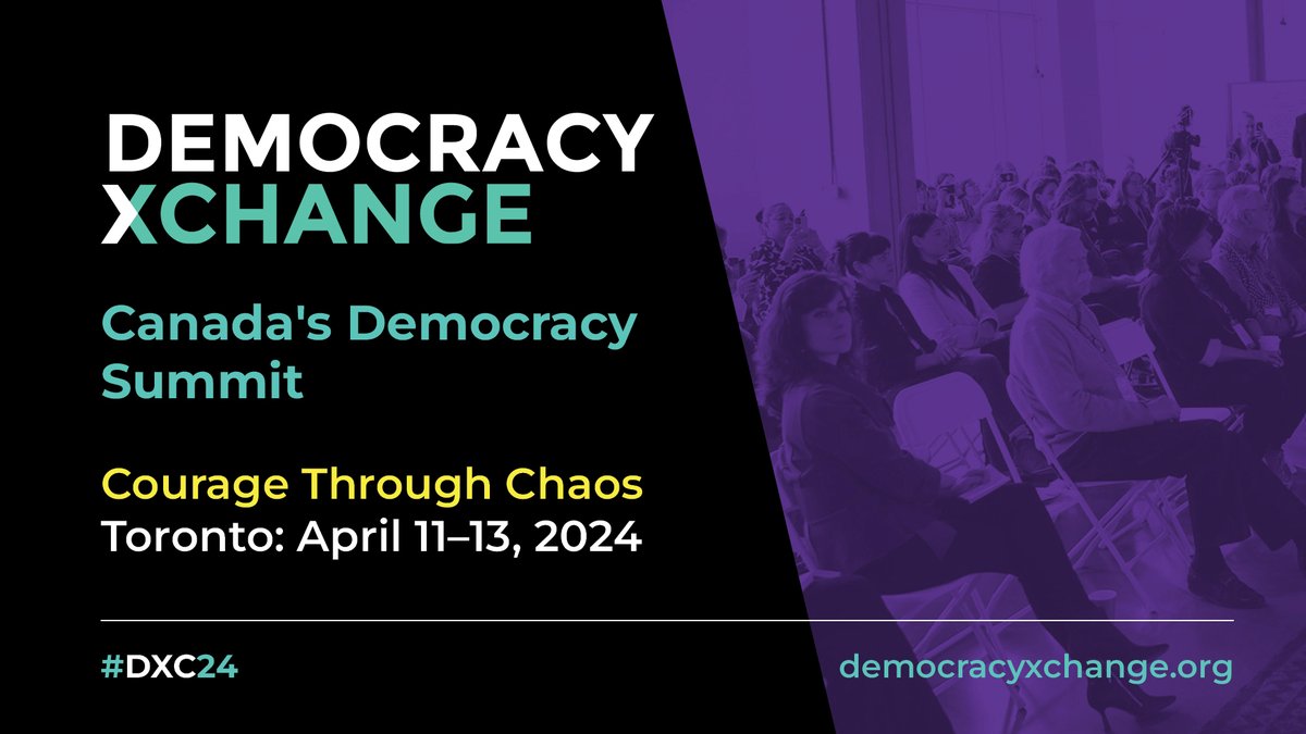 #DXC24 opens April 11 to tackle some of today's most urgent issues, from AI to disinformation and polarization across democratic societies. Hosted by <a href="/OCAD/">OCAD University</a>, <a href="/daisTMU/">the Dais</a> and the Open Democracy Project. Learn more: bit.ly/3U9bbIW