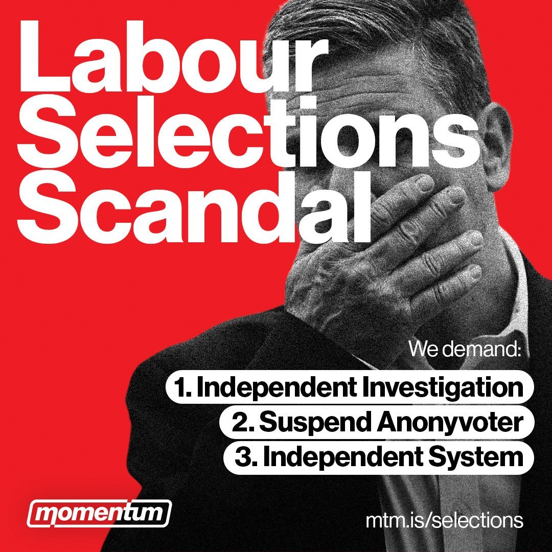 Racist candidates. Allegations of vote-rigging. Mass stitch-ups. Labour's Parliamentary selections are not fit for purpose. Demand an independent, KC-led investigation ▶️ mtm.is/selections