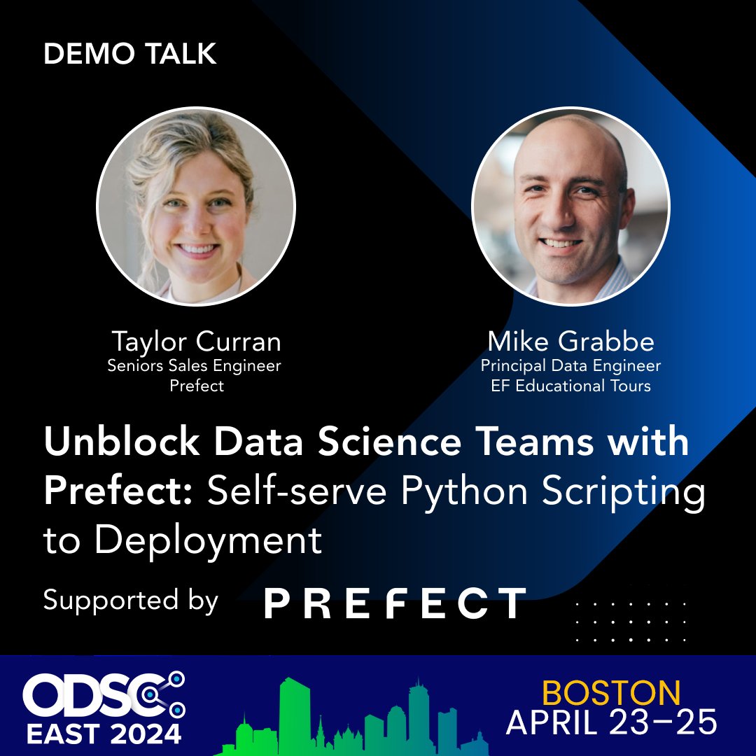 Mike Grabbe (Principal Data Engineer) went from MS SQL Server jobs to scalable Python orchestration to unblock his company's data science team. Come to ODSC in Boston April 23rd to find out how he did it with Prefect! Find out more here 👇 vist.ly/x4j9