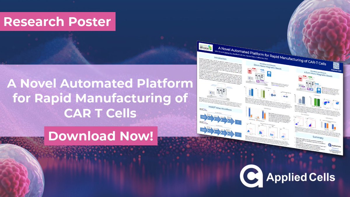 Download our latest research poster on rapid manufacturing of CAR-T cells on our MARS® Atlas, which incorporates innovative technologies like column-free immuno-magnetic cell isolation, acoustic cell washing, & modular workflow. #celltherapy #cancerresearch #genetherapy #Biotech