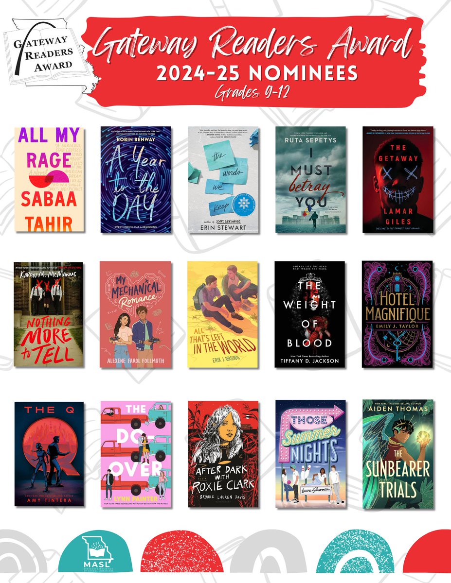 Here are next school year’s Gateway Readers Award nominees! Have you read any of these yet? Tell us what you think! Thanks to @melissacorey for the wonderful #visualbooklist

#masl #gatewayreadersaward #ehs #eurekawildcats #ehsreads #highschool #highschoollibrary
@MASLOnline