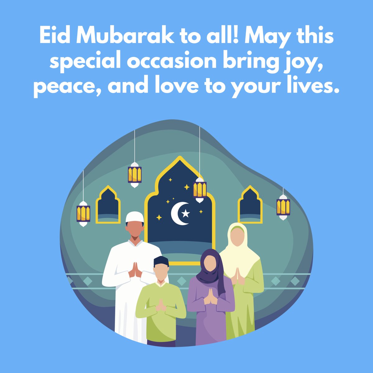 🥳 Wishing you all a joyous Eid filled with peace and blessings! May this special day bring happiness to your hearts and homes. Eid Mubarak!