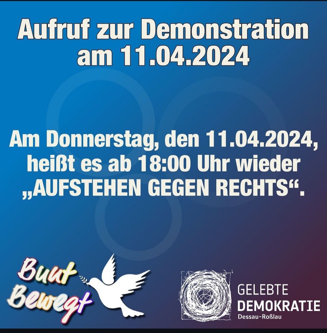 Dessau braucht euch!
#LautGegenRechts #AfDVerbotjetzt #WirSindDieBrandmauer