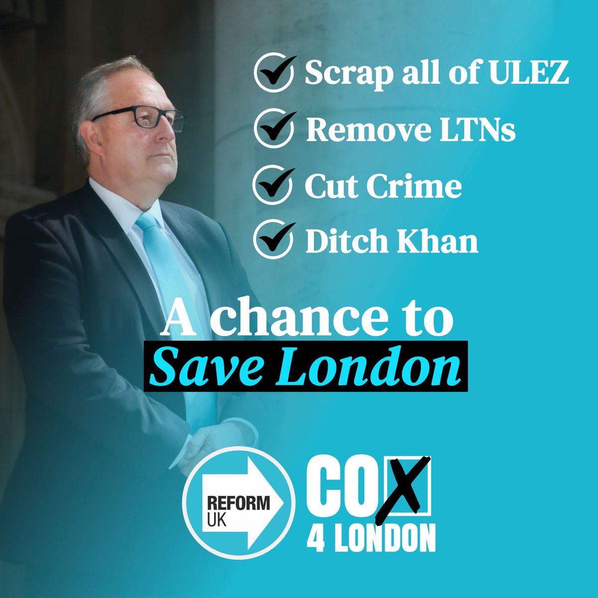 YOUR CHANCE TO SAVE LONDON! 🗳️ On May 2nd Vote Howard Cox and Reform UK to save London from the political establishment’s continual failure. 📺 Catch-up with Reform UK’s message to Londoners now: loom.ly/RxTbPlM