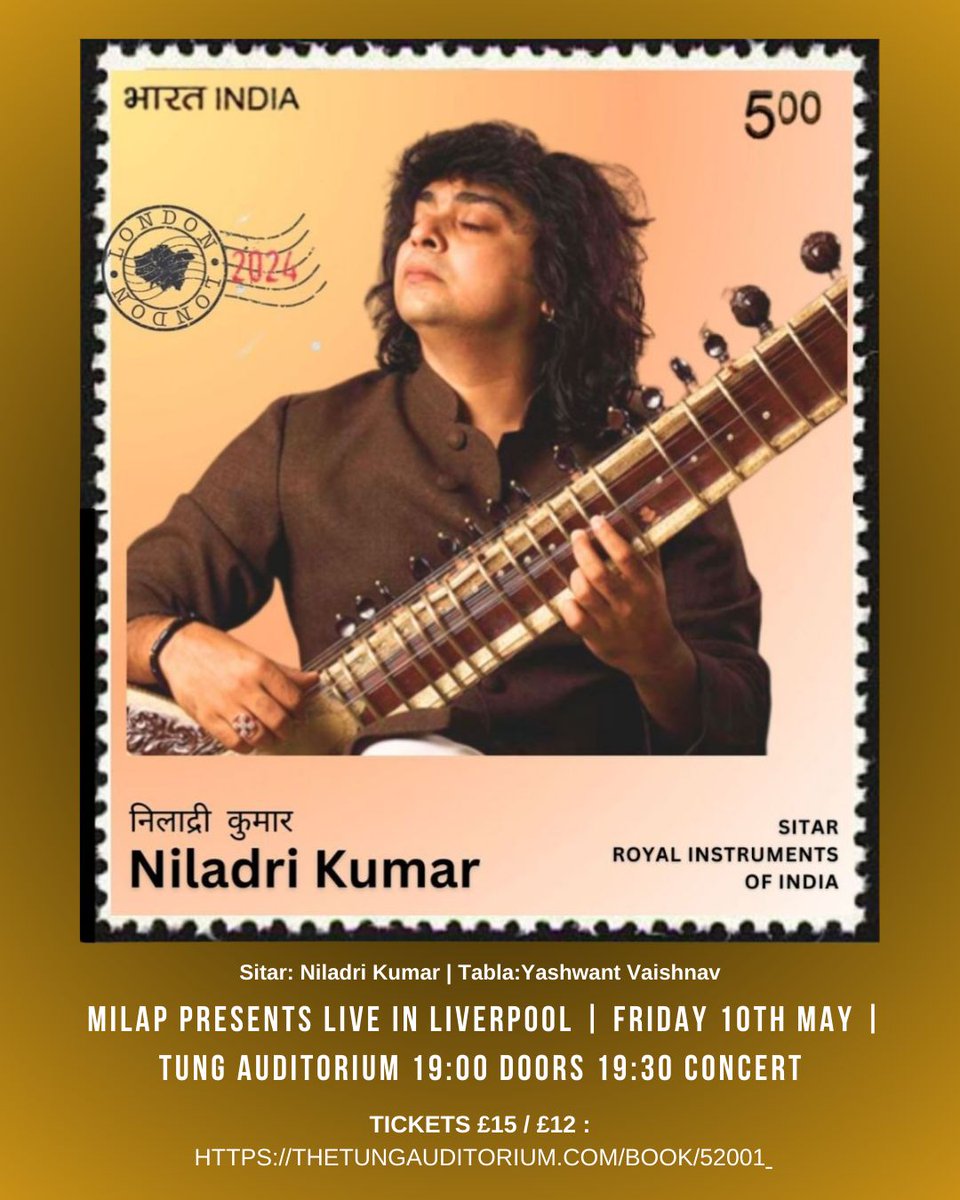 'You rarely hear music as thrilling as this.' - The Standard Don't miss an evening with Niladri Kumar on Sitar Accompanied by Yashwant Vaishnav on Tabla Friday 10th May, 7:30pm | @TungAuditorium #Liverpool Tickets: tinyurl.com/2b82dcam